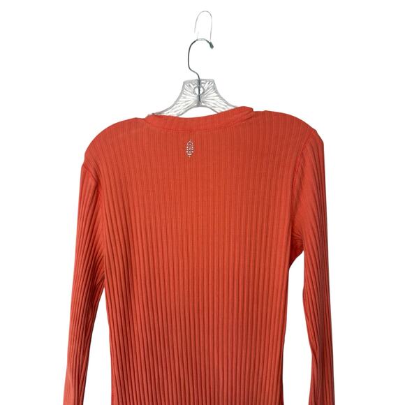 Free‎ People Movement Pink Active Gym Ribbed Long Sleeve Cuffins Shirt Medium - Picture 8 of 14